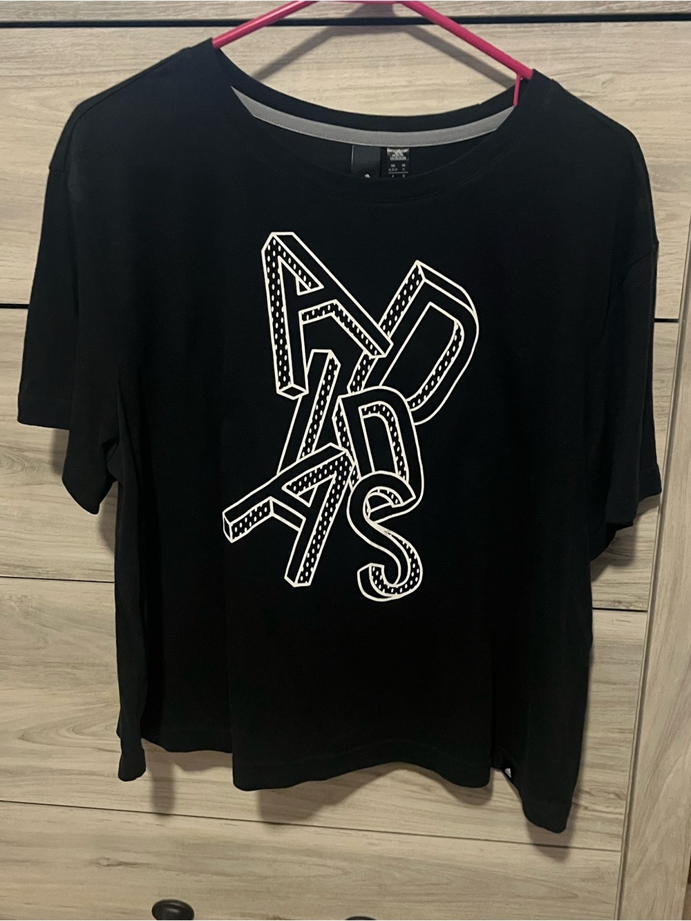 Black Adidas Graphic Tee with White 3D Lettering